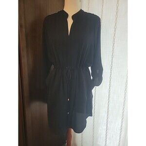 Haute Monde Lightweight Utility Style Dress Black Gold Hardware Pockets Medium‎
